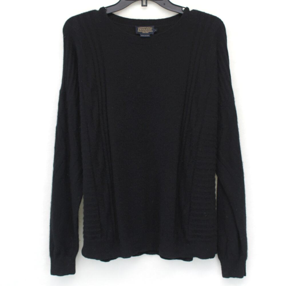 Pendleton Men's Sweater Pullover 100% Cashmere Black Cozy Minimalist Large